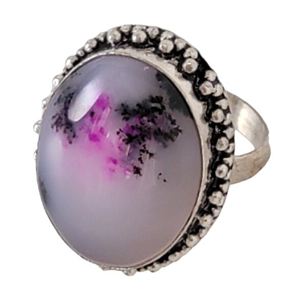 Sterling Silver Purple Stone Ring – Bohemian Statement Jewelry – Size 8 - Picture 1 of 15